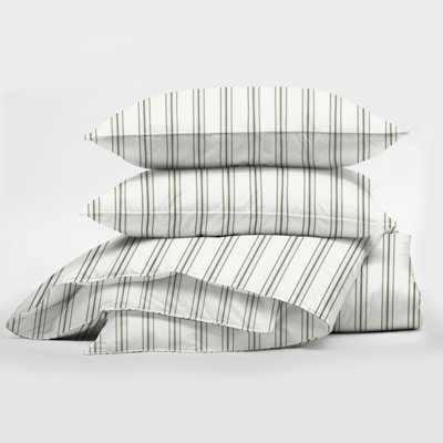 August Stripe Reversible Cotton Duvet Cover Set
