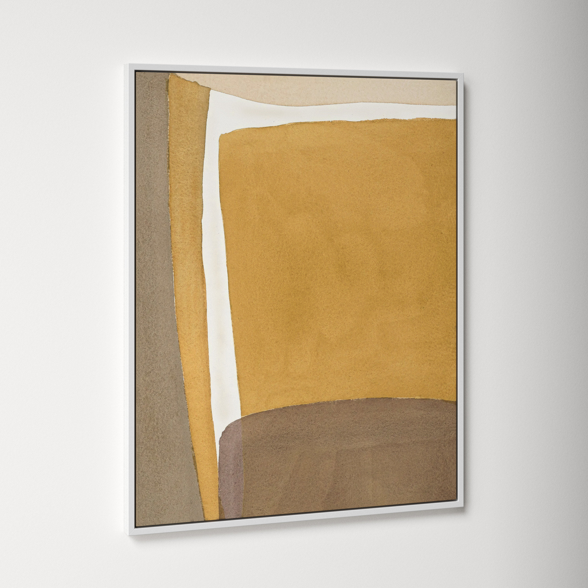 Light Ochre by Julia Balfour, White Framed Canvas, 25" H x 20" W x 1.4" D