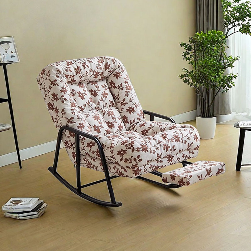 Chaise berçante ergonomique en velours côtelé, Blanc / rouge brunâtre