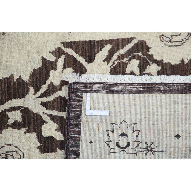 Tapis de couloir floral 3 x 10 pi, tapis de couloir de cuisine, tapis de couloir noué à la main, tapis d'escalier brun, 100% laine