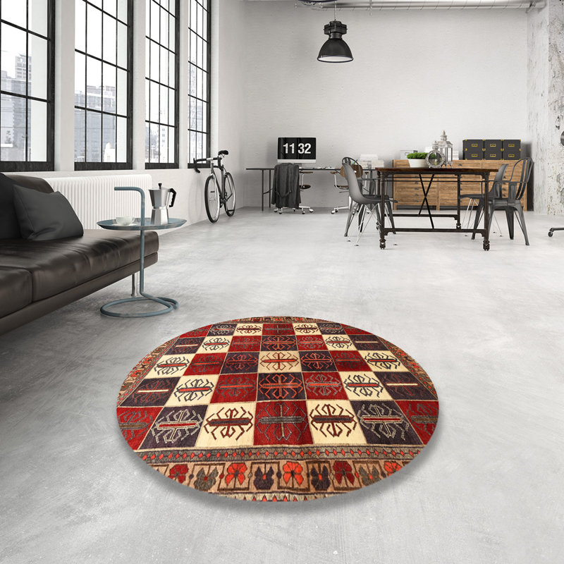 Tapis rouge à motif sud-ouest, Rond 8 pi