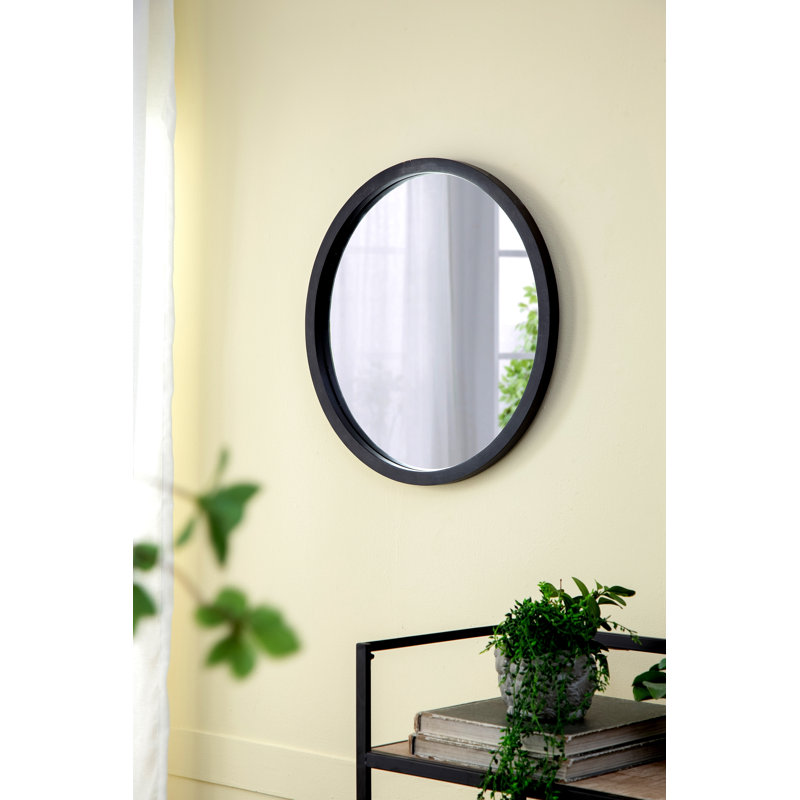Miroir mural 19,7 "avec cadre en bois, Noir