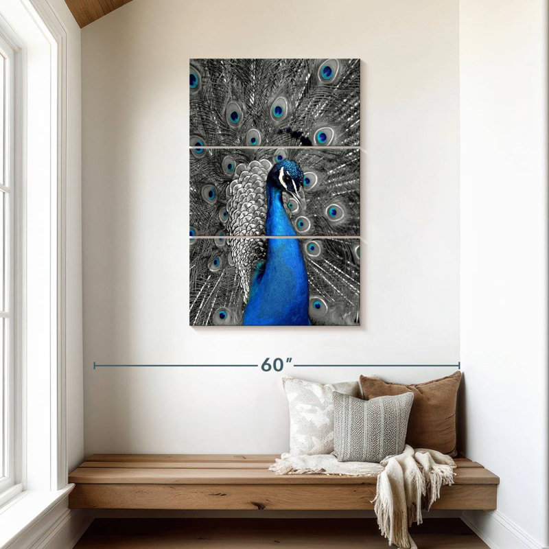 Gros plan Brampt paon bleu, H 45 po x l 28 po