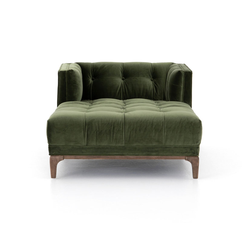Dylan Velvet Chaise Lounge, Sapphire Olive Velvet