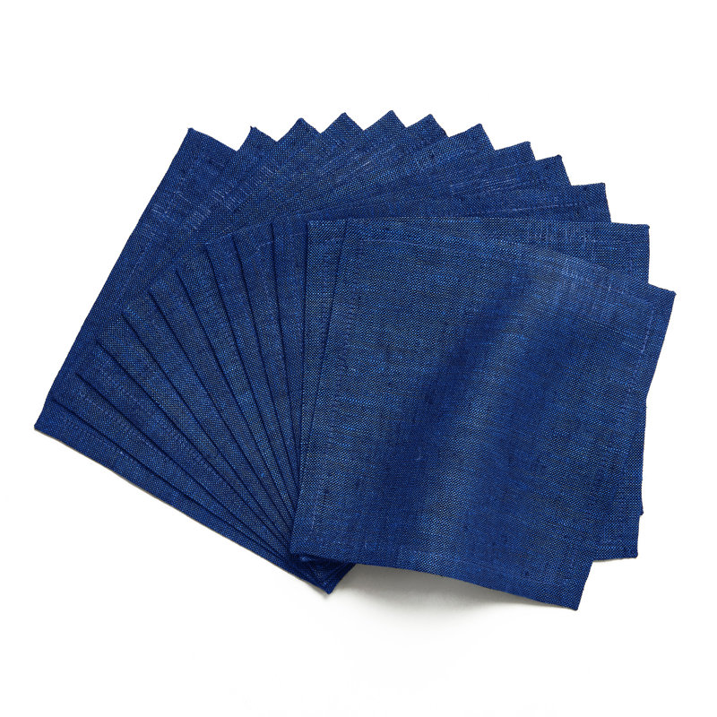 100% Pure Linen Cocktail Napkins - Athena, Royal Blue