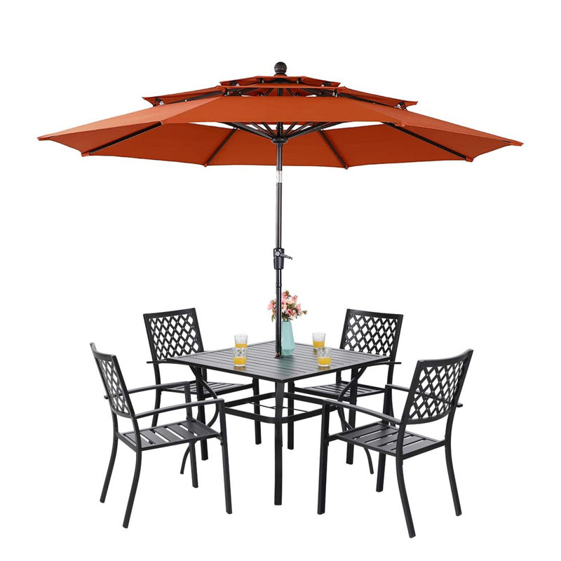 4 - Person Patio Dining Set with, Orange Red
