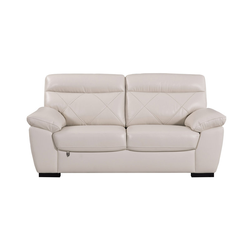 Renfro 72" Pillow Top Arm Loveseat, Light Gray Genuine Leather
