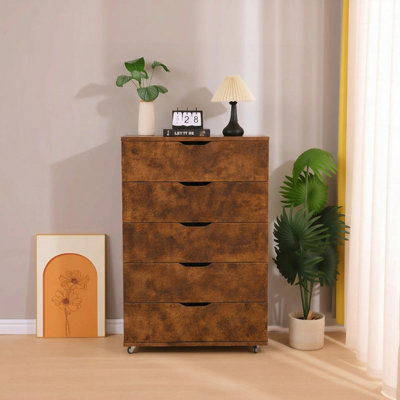 Commode mobile à 5 tiroirs avec roulettes
