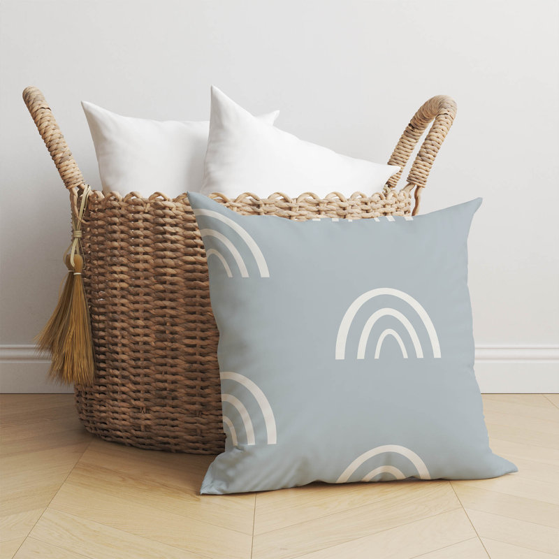 Coussin Plain Bows, H 20 po x l 20 po, Bleu ardoise / ivoire