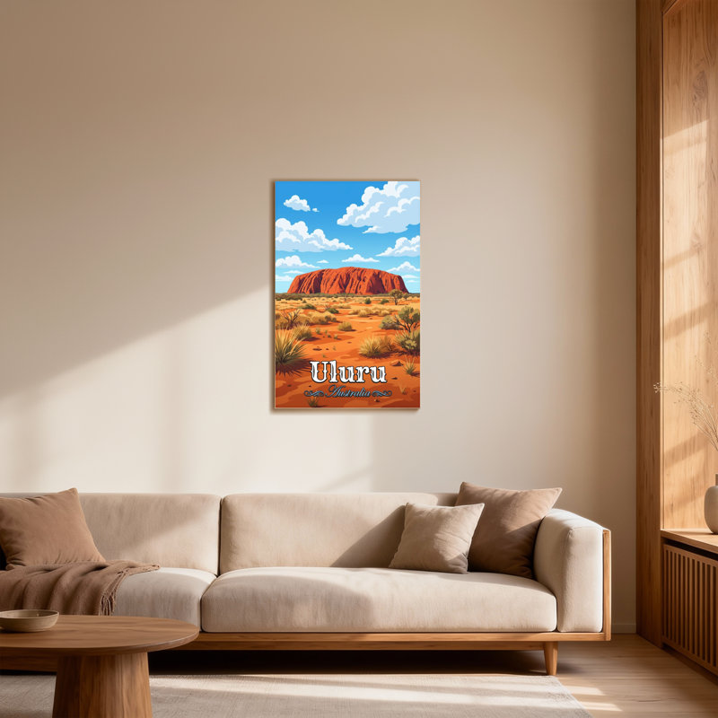 Paysages pittoresques et urbains Uluri, Australie, désert, ciel, nuages, formation rocheuse, H 24 po x l 16 po