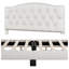 Lit plateforme tapissier en lin - Tête de lit capitonnée Diamond, capacité de 881 lb, sans sommier tapissier, beige-1931705882