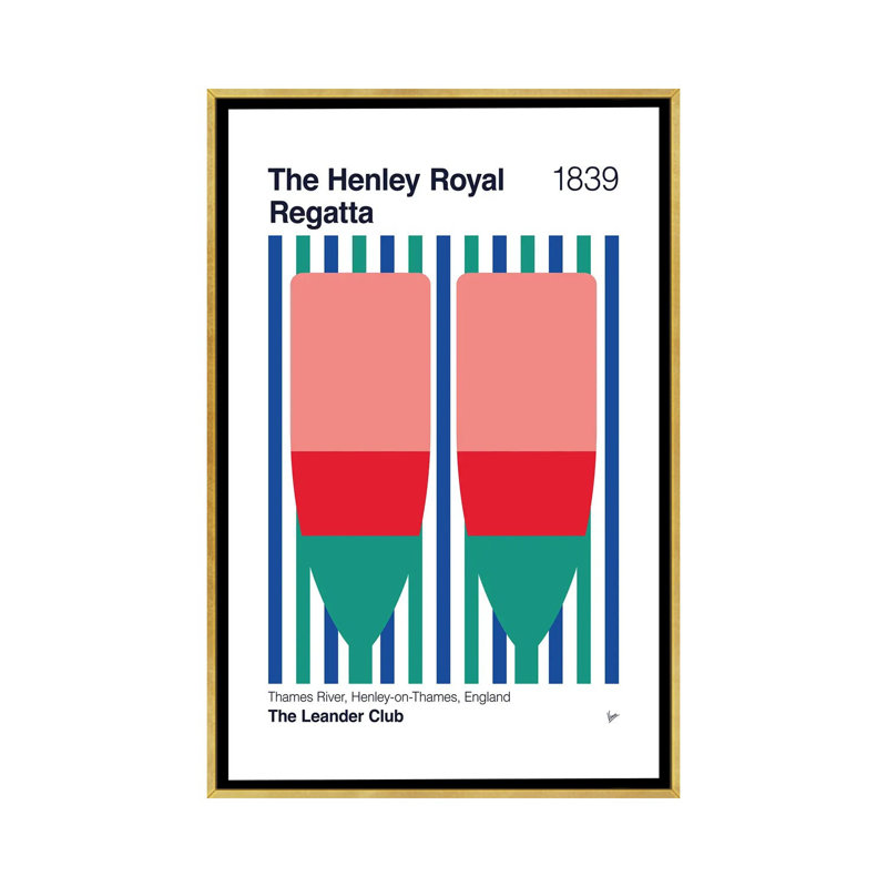 1839 Henley Royal Regatta - reproduction d'art murale - toile encadrée, H 26 po x l 18 po, Doré