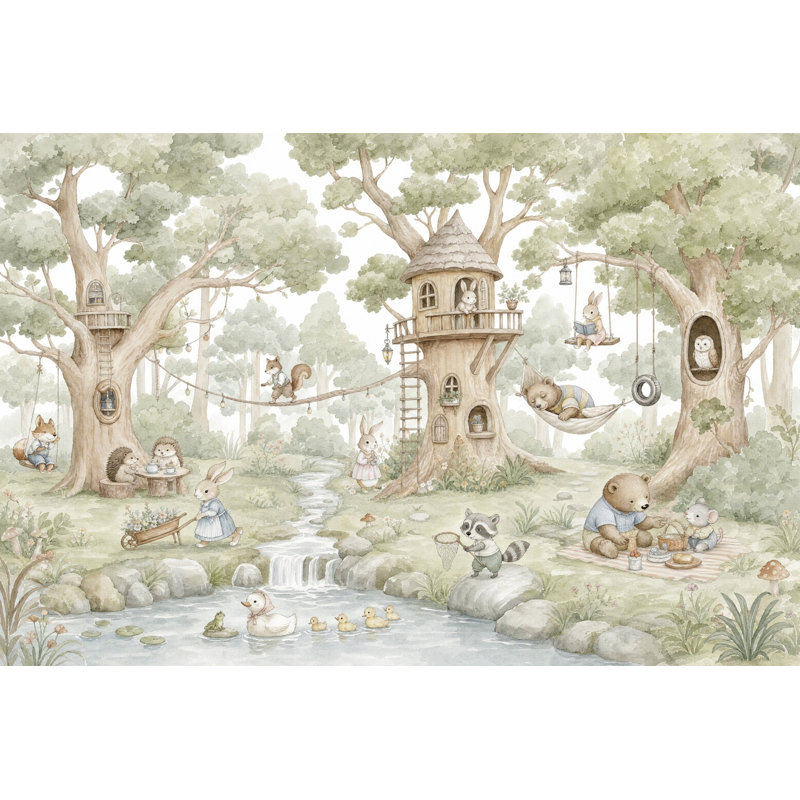 Panneau mural Treehouse, Non tissé, 160 po x 108 po