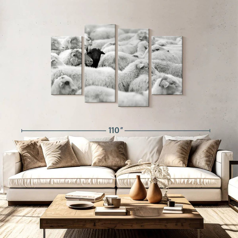 Distinct Black Sheep, 48" H x 75" W