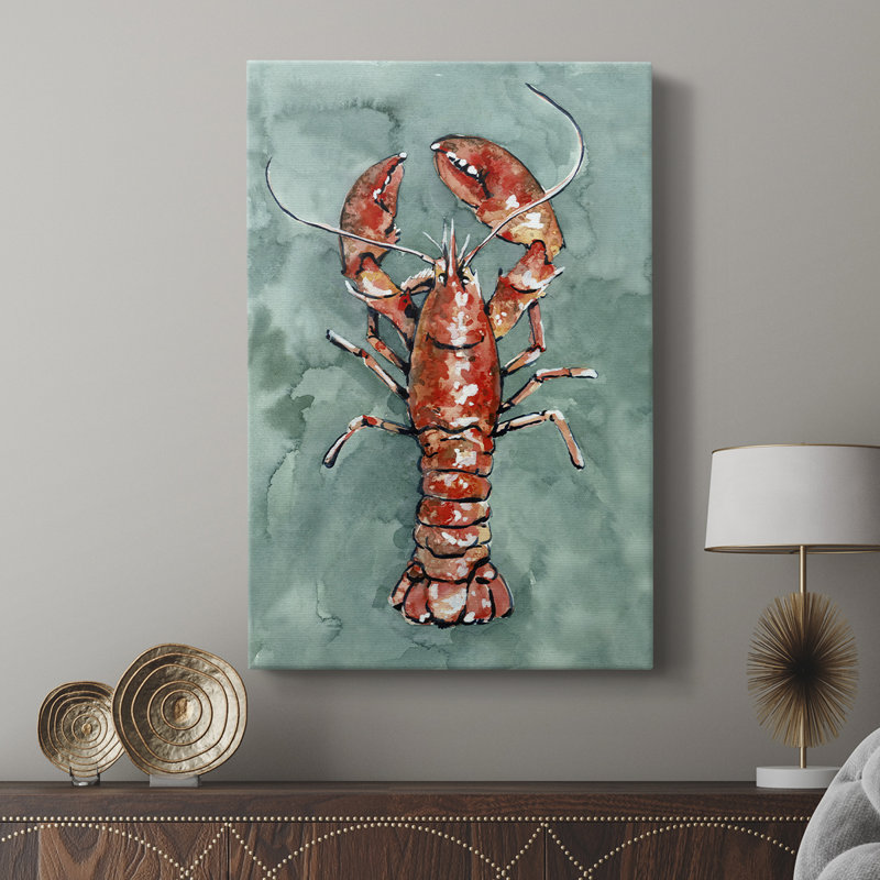 Aquatic Lobster I -Custom Wrapped Gallery Cavas, 18" H x 12" W