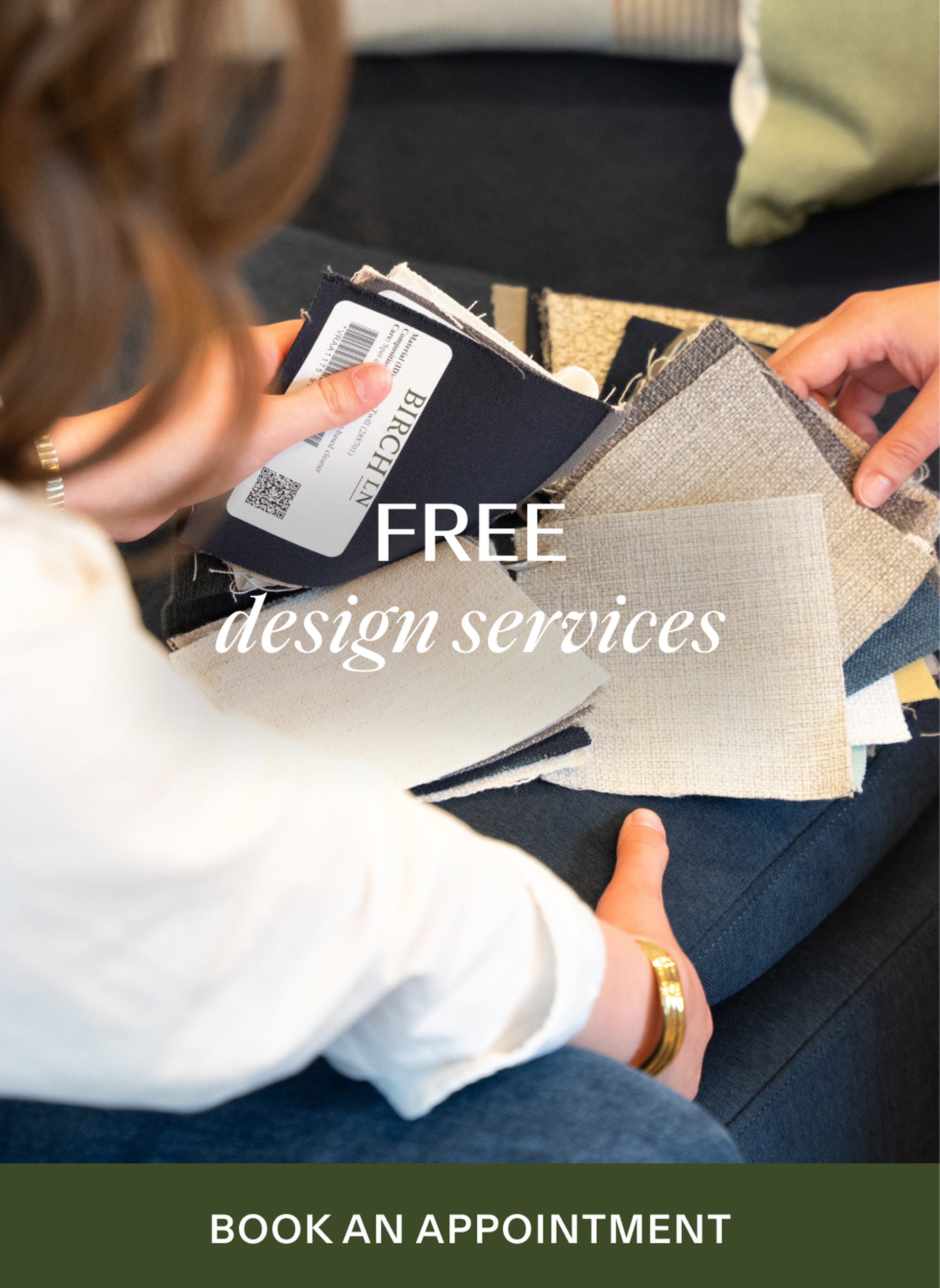 Free design services. Book an appointment.