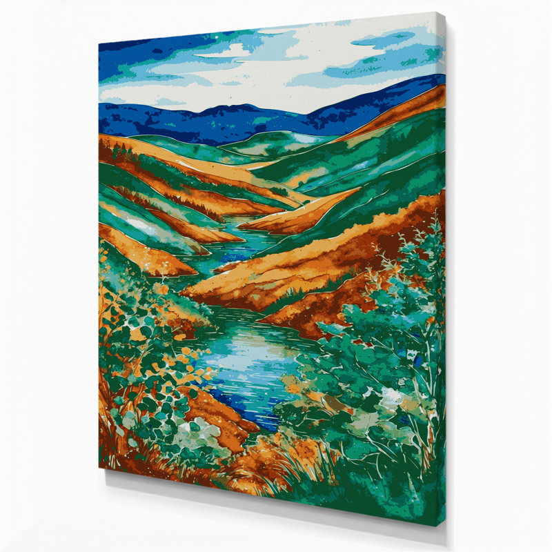 «Watercolor Landscape 55 Green», art mural sur toile, H 20 po x l 30 po