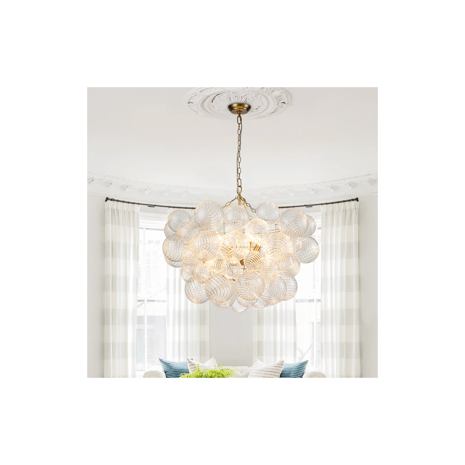8 - Light Dimmable Chandelier, Brass