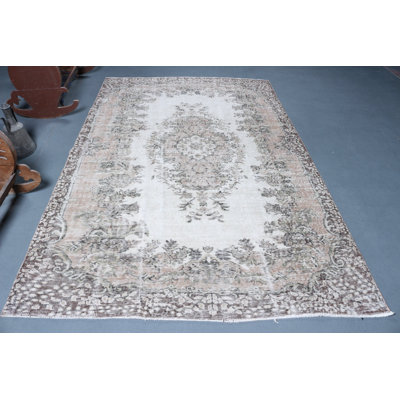 Tapis turc beige tissé à la main de grande taille pour la chambre à coucher et le salon