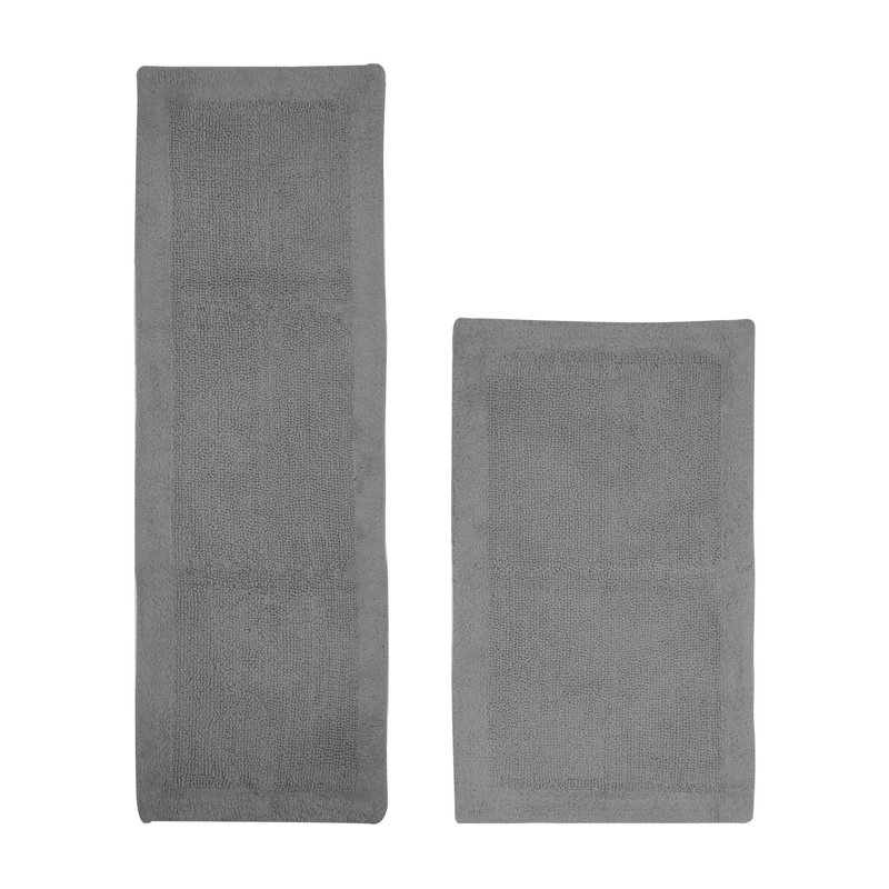 Ensemble de tapis pour salle de bain 2 pièces Moriceau, Gris, 2 pièces (24 po x 40 po | 20 po x 60 po)