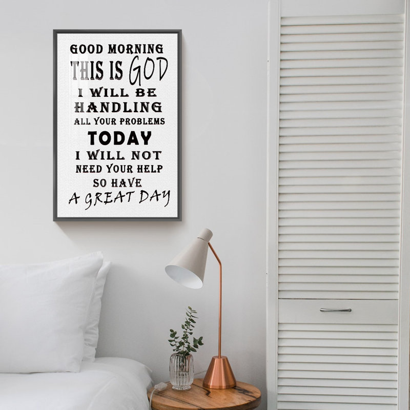 «Have a Great Day», art textuel sur toile, Cadre noir, H 16 po x l 12 po x P 1,3 po
