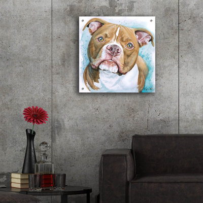 Art mural en verre Red Barrel Studio «Must Love Dogs American Pit Bull» par Lindsay Kivi