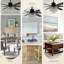 Ventilateur de plafond Leisel 65 po moderne et glamour avec cristaux et lumières, 6 vitesses, réversible, style lustre noir, pour grandes pièces-955554619