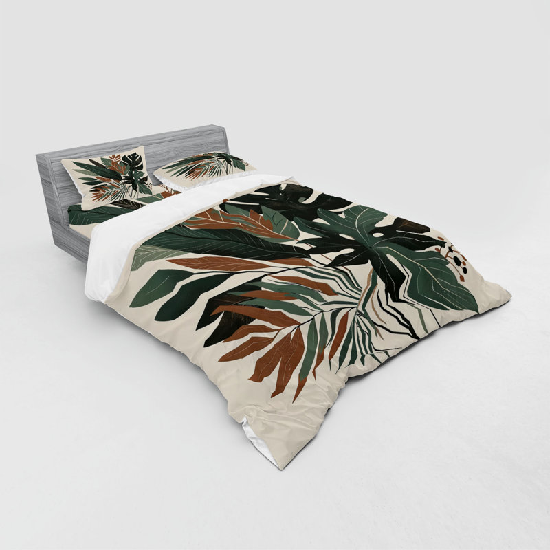Ensemble de literie Ambesonne Monstera, Housse de couette très grand lit californien + 3