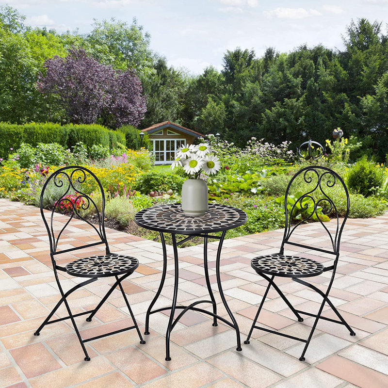 2 - Person Metal Patio Dining Set with Round Table