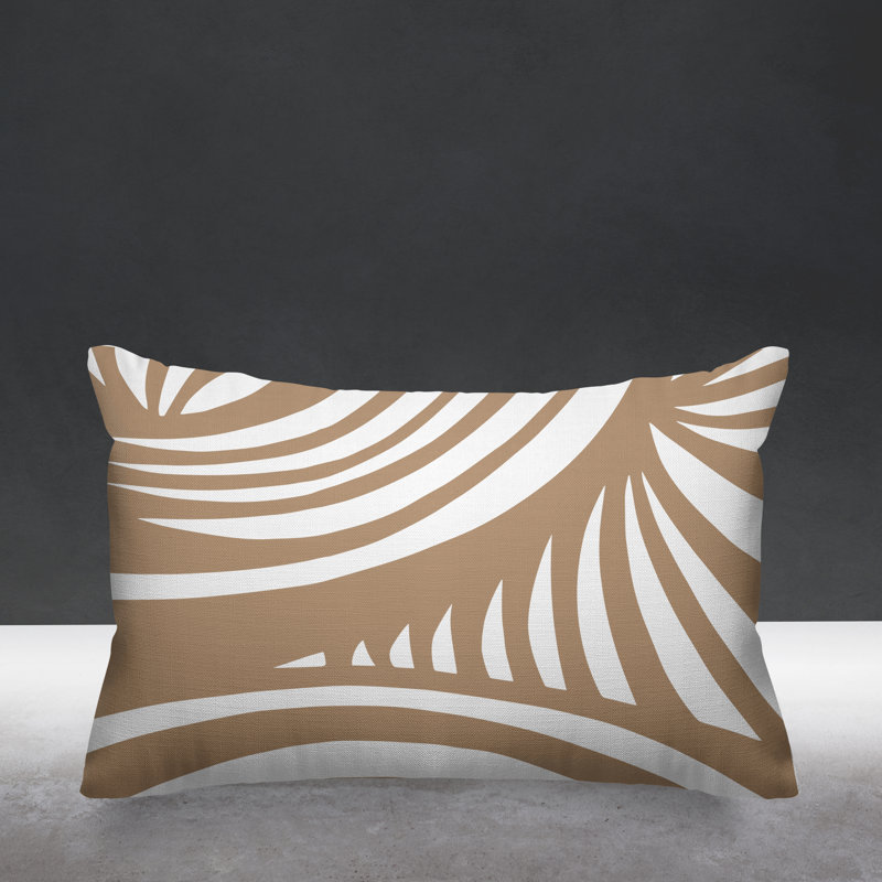 Abstract Outdoor Reversible Throw Pillow, Beige