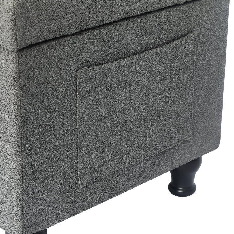 Banc de rangement avec repose-pieds capitonné 31 pouces, Gris