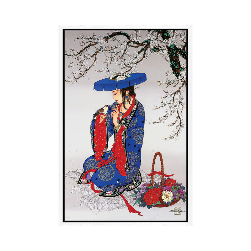 Melody Of Spring - Painting on Canvas, 66.04 cm H x 45.72 cm W, White Framed