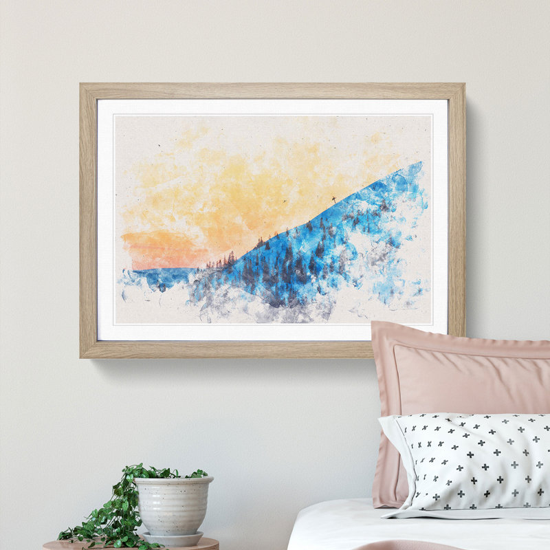 Hills of Trysil Norway - Picture Frame Painting Print, 62cm H x 87cm W x 2cm D, Oak Framed