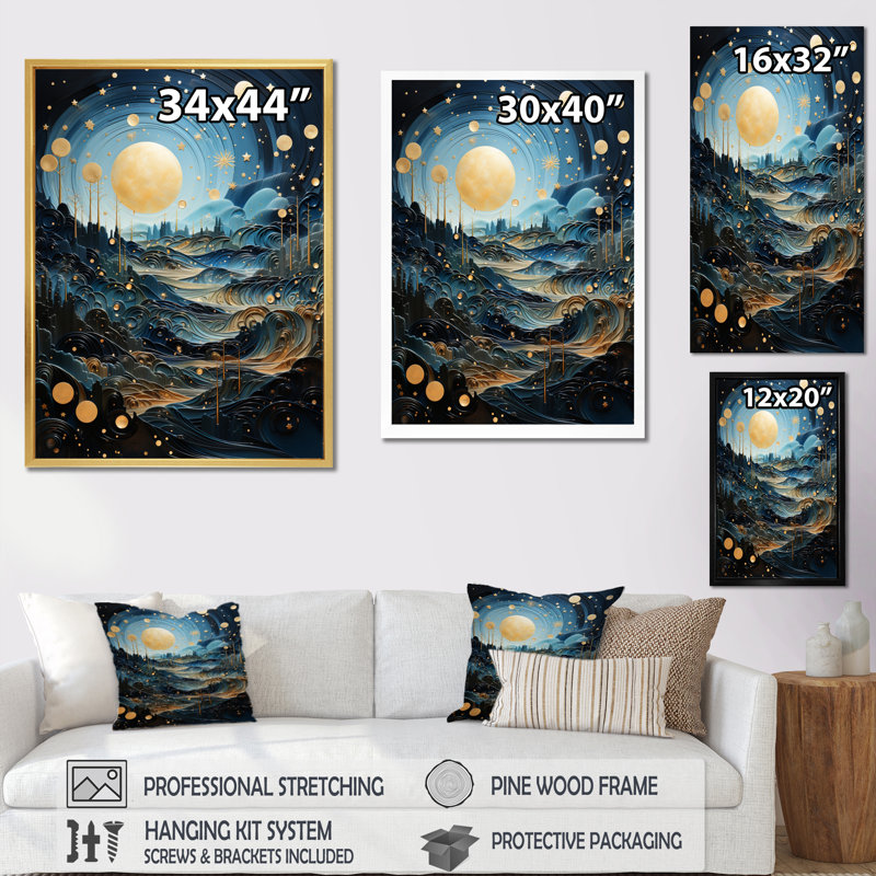 «Uranus Mirage II» sur toile, H 32 po x l 16 po x P 1 po, Cadre flottant noir