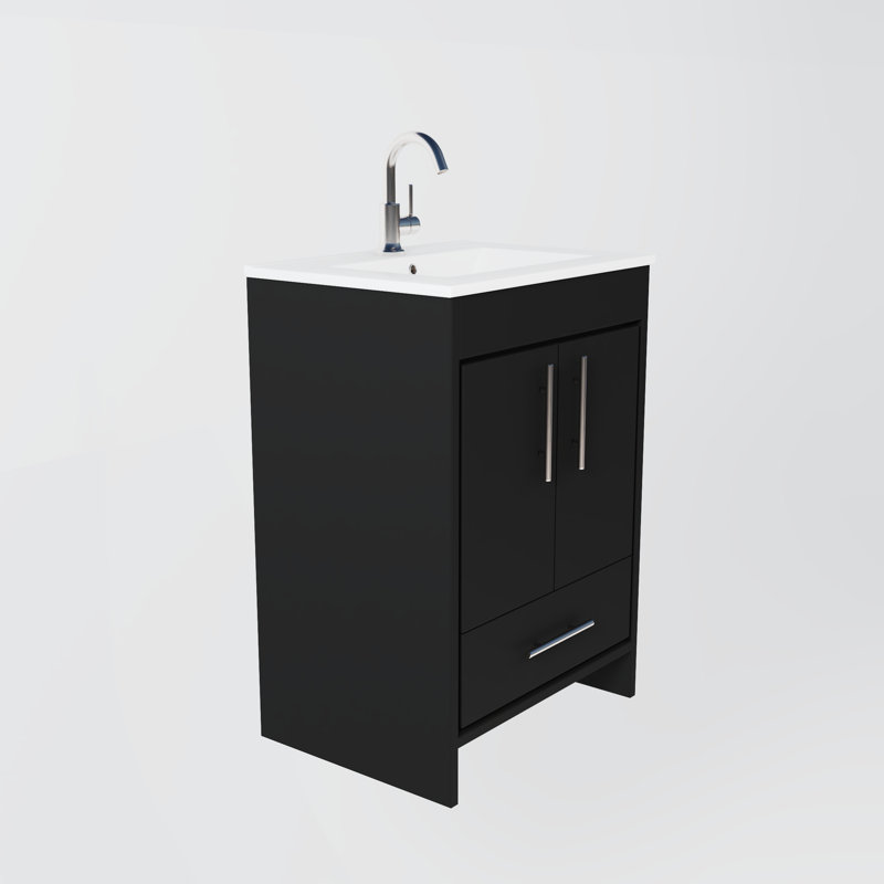 Ensemble de meuble-lavabo simple 24 po Sallisaw, Noir