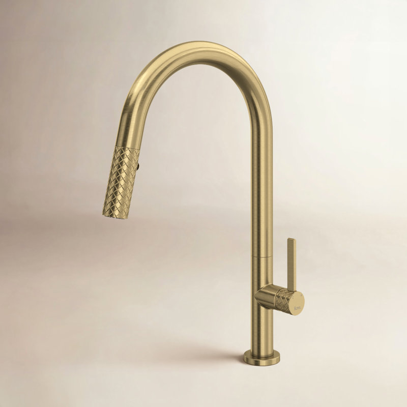 Tenerife Pull-Down Kitchen Faucet With C-Spout, Antique Gold