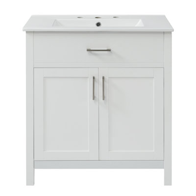 Meuble-lavabo de 30 pouces avec lavabo en céramique et beaucoup de rangement - le choix parfait pour les petites salles de bain