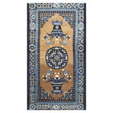 1920s Antique Traditional Brown Medallion Vase Knotted Wool Chinese Art Deco Rug