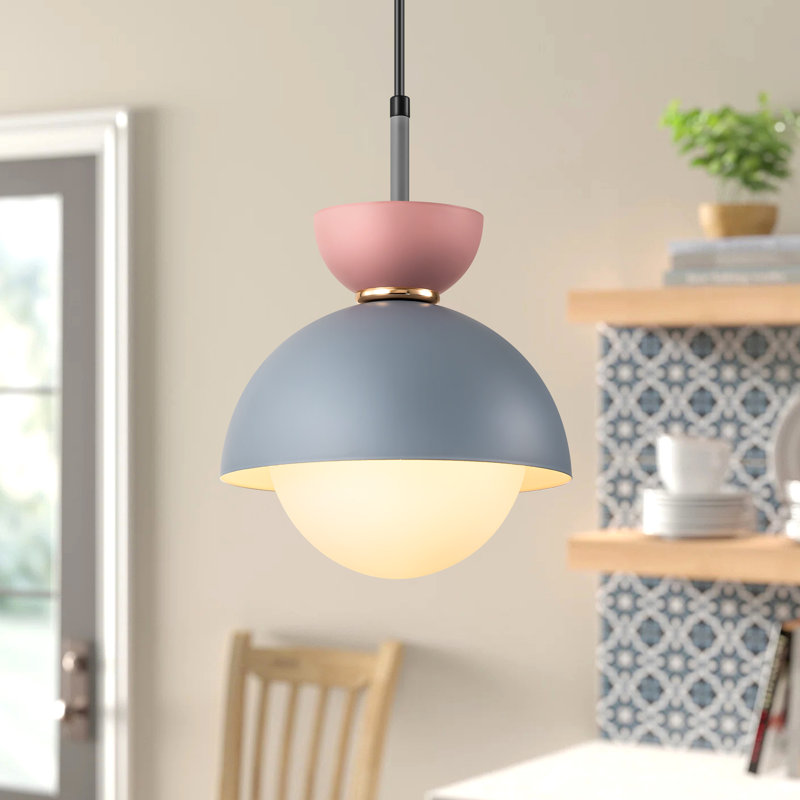Luminaire suspendu en forme de dôme à 1 lumière Demitro, Gris