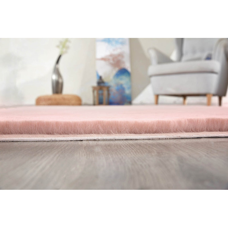 Luxurious Light Pink Area Rug, 5.2 x 7.2 Feet | 100% Polyester, Soft and Durable | Vacuum Cleaner Friendly, Not Machine Washable | Perfect for Living Room, Bedroom, or Nursery, Adds Elegance and Comfort