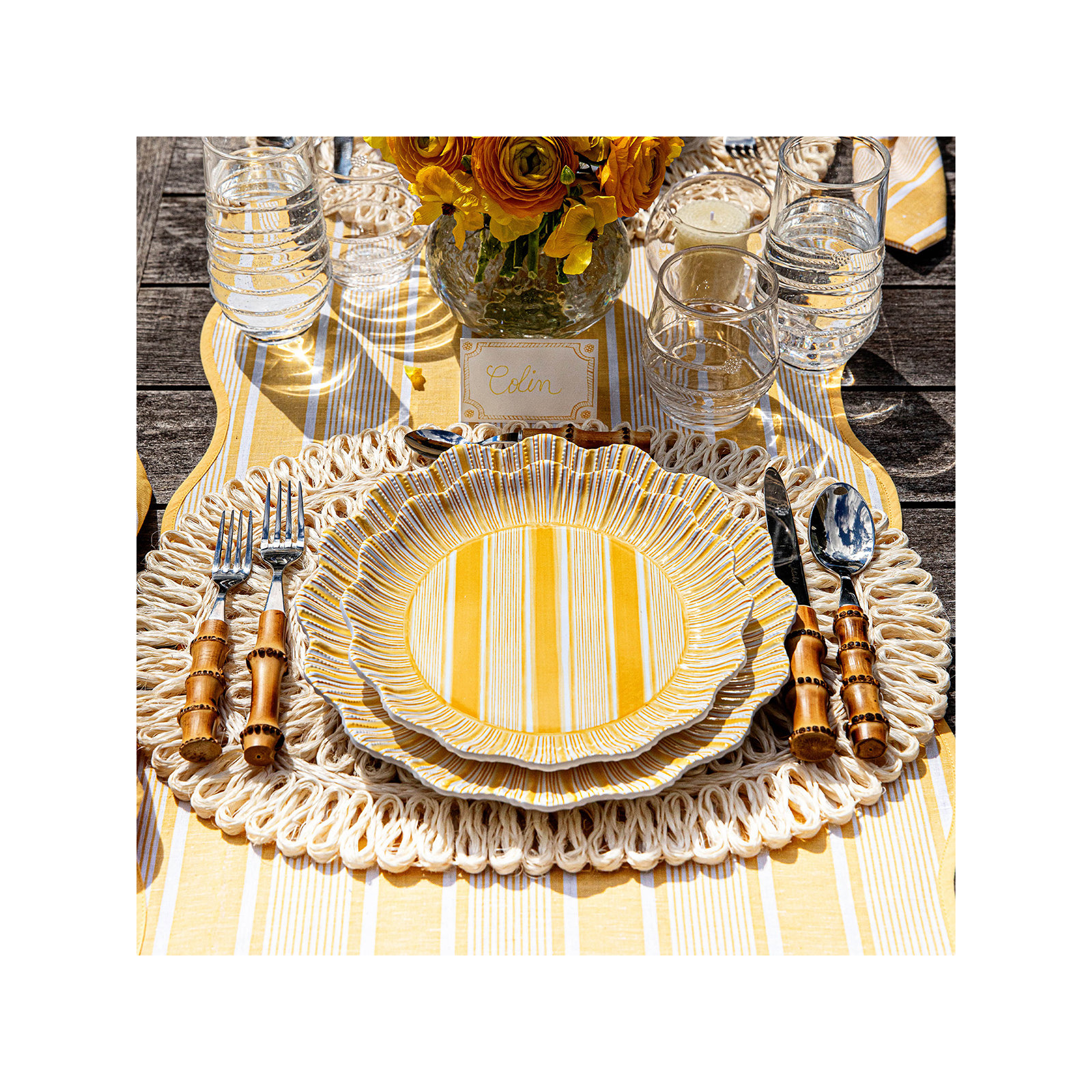 Cabana Stripe Melamine Dessert/Salad Plates, Sunshine