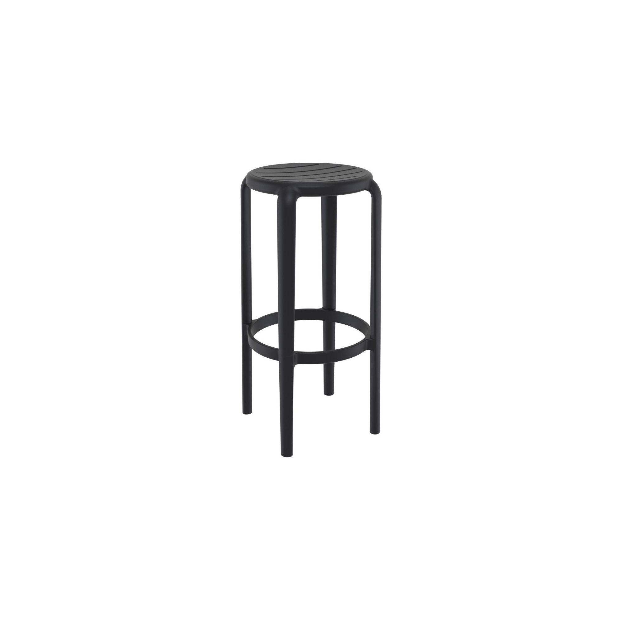 Awan Backless Outdoor Bar Stool, Black, 29.75"