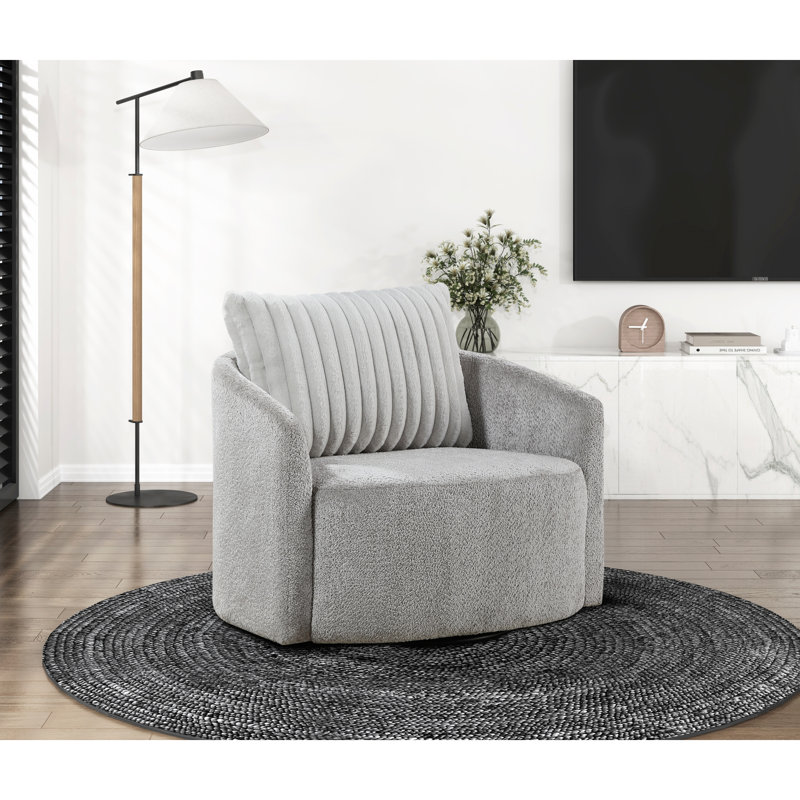 Chaise pivotante Joni avec revêtement en chenille grise et rembourrage confortable en bois massif revêtu de contreplaqué pour le bureau à domicile