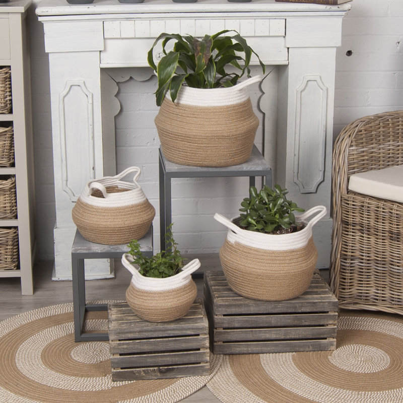 Panier en jute debout, H 5,25 po x l 8,25 po x P 8,25 po