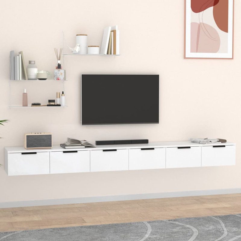6 Piece Floating Shelf, White