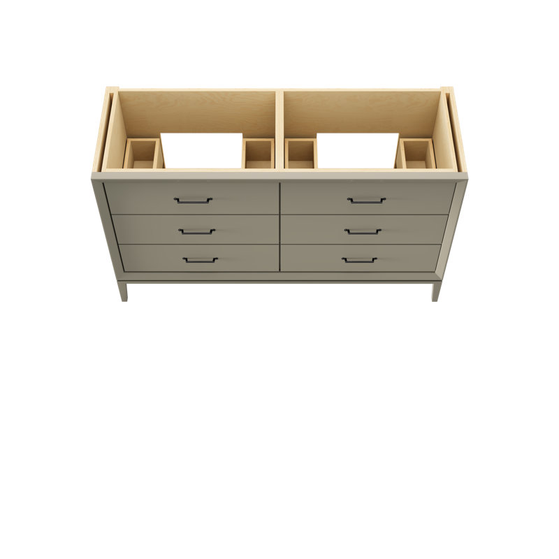Alexandra Double Drawer Bath Vanity, French Olive, 60", Matte Black