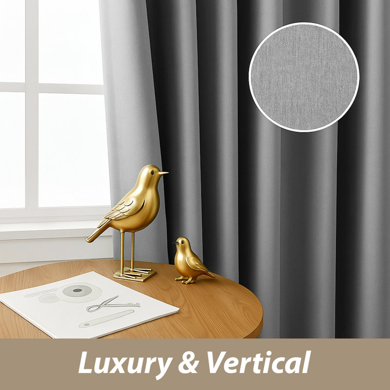 100% Linen Blackout Curtains - Thermal Insulated Eyelet Grommet Room Darkening Luxury Window Panels, CHARCOAL