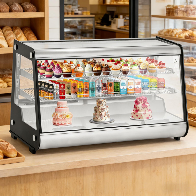 8.1 Cu.Ft Refrigerated Display Caser with LED for Cafe, Restaurant, Matte Black