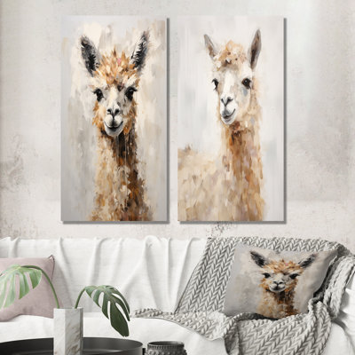 Minimalism Alpaca Grunge - Alpacas Wall Art Prints Set Of 2