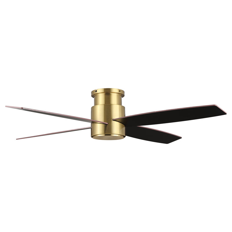 Ventilateur de plafond d'intérieur à 4 pales 52 pouces avec télécommande Winchendon, 52", Or avec pales noires / blanches